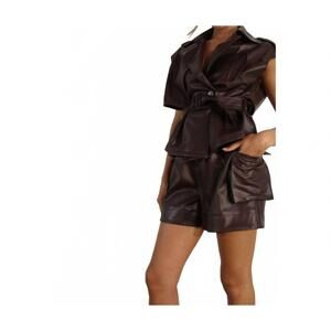 NEW MULLA veronica faux leather shorts in brown